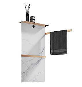 Полотенцесушитель электрический с каменной плитой Белый мрамор WONZON & WOGHAND STUTTGART, Брашированное золото (WW-A504W-BG) купить в интернет-магазине сантехники Sanbest