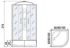 Душевая кабина RIVER DUNAY 90/44 ТН стекло тонированное купить в интернет-магазине Sanbest