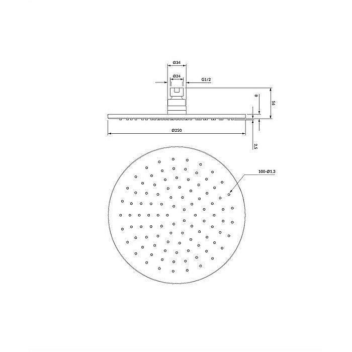 Верхний душ OMNIRES SLIMLINE WG125AT купить в интернет-магазине сантехники Sanbest