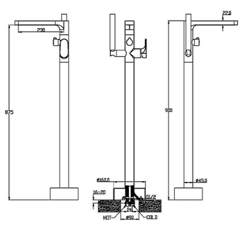 Смеситель для ванны Boheme Spectre 459-G золото купить в интернет-магазине сантехники Sanbest