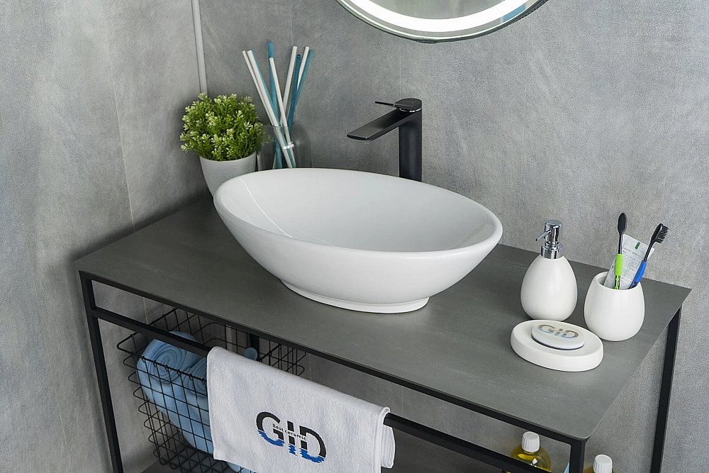 Раковина накладная Gid Lago 52 N9021 51109 белая купить в интернет-магазине Sanbest