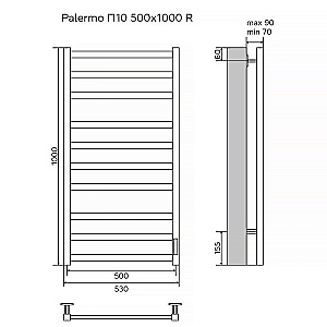 Полотенцесушитель электрический Azario Palermo 50х100 AZ83850B черный купить в интернет-магазине сантехники Sanbest