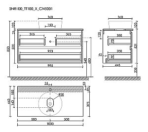 Тумба с раковиной Sancos SNOB R 100 со столешницей, белая матовый для ванной в интернет-магазине Sanbest