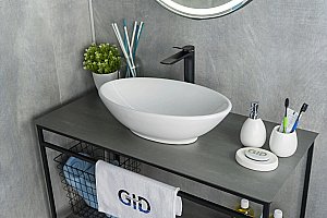 Раковина накладная Gid Lago 52 N9021 51109 белая купить в интернет-магазине Sanbest