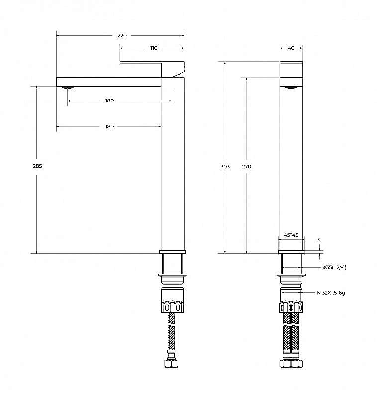 Смеситель для раковины Cezares SLIDER-LC-01-W0 хром купить в интернет-магазине сантехники Sanbest