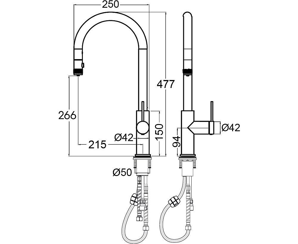 Смеситель для кухни Paulmark Galant Ga213077-GM вороненая сталь купить в интернет-магазине сантехники Sanbest