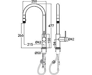Смеситель для кухни Paulmark Galant Ga213077-GM вороненая сталь купить в интернет-магазине сантехники Sanbest