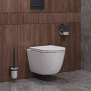 Унитаз подвесной Cezares CZR-38088-49-TH-TOR/SC белый, безободковый, с крышкой микролифт, слив Торнадо купить в интернет-магазине Sanbest