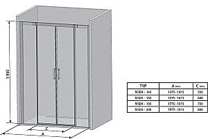 Душевая дверь Ravak Matrix MSD4-200 белый купить в интернет-магазине Sanbest