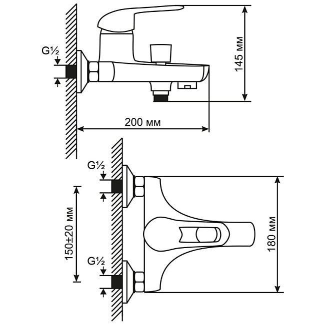 Смеситель для ванны MIXLINE ML 522144 купить в интернет-магазине сантехники Sanbest