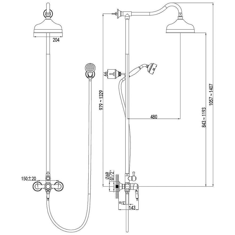 Душевая система Lemark Villa LM4860B купить в интернет-магазине сантехники Sanbest