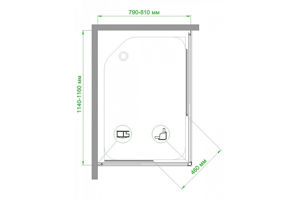 Душевой уголок Royal Bath RB11580HPD-T-BL 80х115 прозрачный купить в интернет-магазине Sanbest