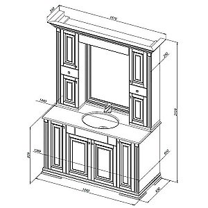 Зеркало с шкафом Aquanet Кастильо 140 слоновая кость в ванную от интернет-магазине сантехники Sanbest