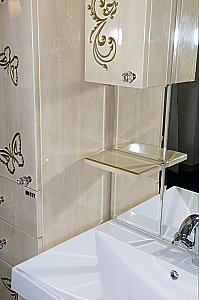 Зеркало со шкафом Misty Бабочка 120,6 бежевое патина в ванную от интернет-магазине сантехники Sanbest