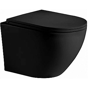 Унитаз подвесной WeltWasser WW MERZBACH 10000014129 с крышкой микролифт, безободковый, смыв торнадо, в комплекте с инсталяцией, черный матовый купить в интернет-магазине Sanbest