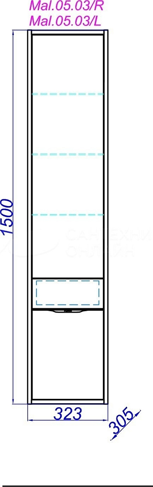 Пенал Aqwella Malaga 32 Mal.05.03 белый для ванной в интернет-магазине сантехники Sanbest