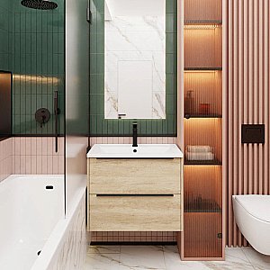 Тумба с раковиной La Fenice Tesoro 100 FNC-01-TES-DNN-100-2 небраска натуральный для ванной в интернет-магазине Sanbest