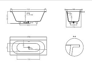 Ванна Salini Ornella AXIS Kit S-Sense 170x70 104713G белая купить в интернет-магазине Sanbest