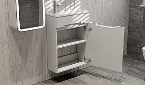 Тумба с раковиной Jorno Modul 50 белая для ванной в интернет-магазине Sanbest