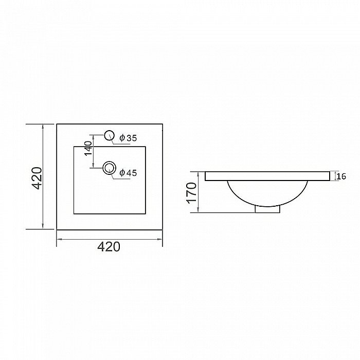 Раковина Orange 42 B03-410w белая купить в интернет-магазине Sanbest