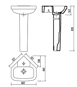 Раковина угловая с пьедесталом CREAVIT CORNER купить в интернет-магазине Sanbest