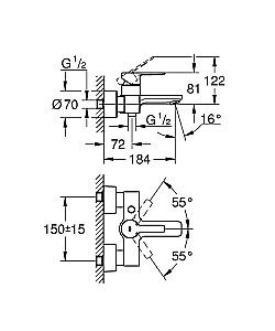 Смеситель для ванны Grohe Lineare 33849001 хром купить в интернет-магазине сантехники Sanbest