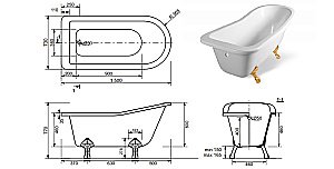 Ванна Эстет Царская 150х73 купить в интернет-магазине Sanbest