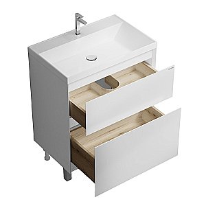 Тумба с раковиной напольная Grossman МЕРКАДО 70 с 2-я ящ, белая матовая для ванной в интернет-магазине Sanbest