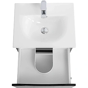 Тумба с раковиной Belbagno MARINO-CER-MINI 60  черный глянцевый для ванной в интернет-магазине Sanbest
