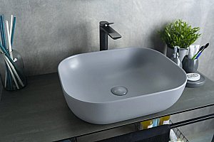 Раковина накладная Gid Geometrico 50 Gm1302 53336 серая матовая купить в интернет-магазине Sanbest