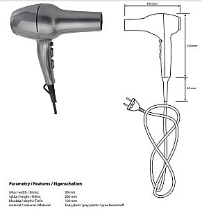Фен Bemeta Hotel 945533166 серый купить в интернет-магазине сантехники Sanbest