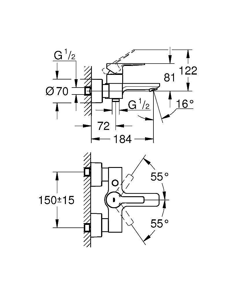 Смеситель для ванны Grohe Lineare 33849001 хром купить в интернет-магазине сантехники Sanbest