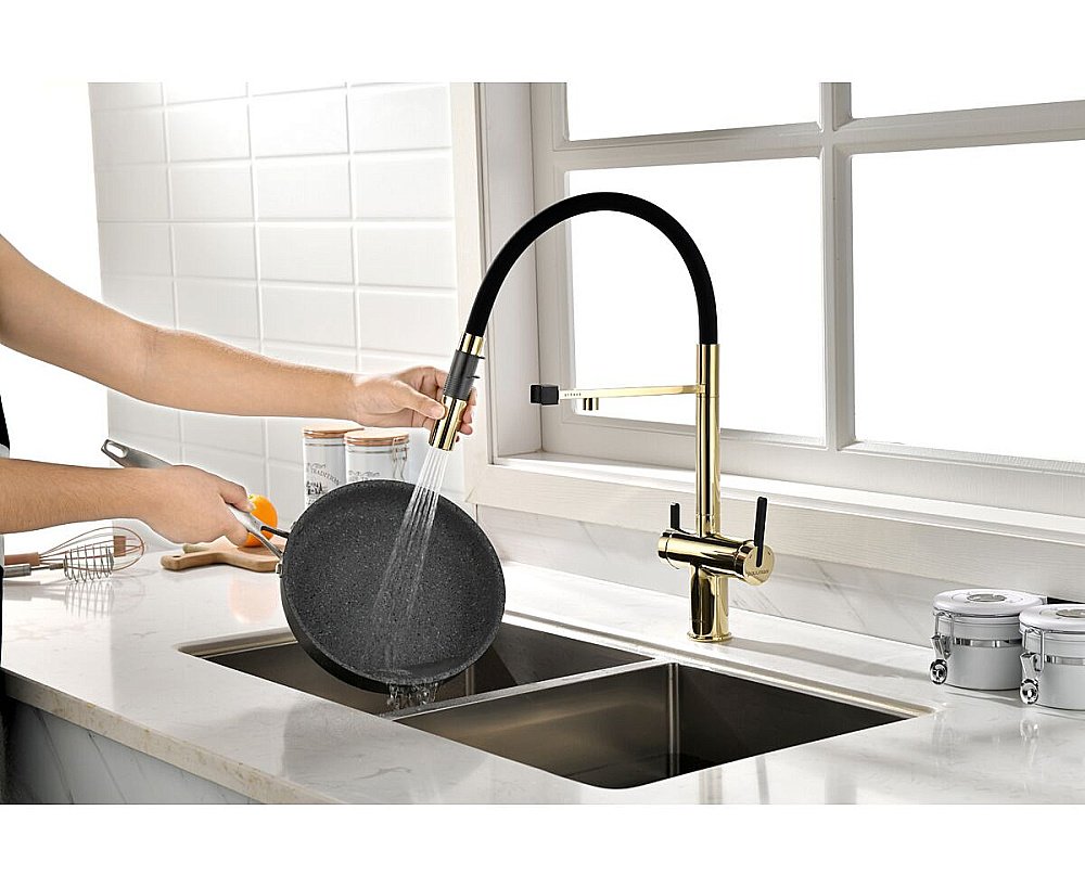 Смеситель для кухни Paulmark Gravity Gr213888-G золото купить в интернет-магазине сантехники Sanbest