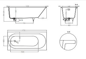 Ванна Salini Ornella AXIS Kit S-Sense 170x80 102414G белая купить в интернет-магазине Sanbest