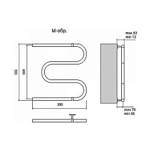 Полотенцесушитель водяной Terminus М-образный (1") 500x500 купить в интернет-магазине сантехники Sanbest