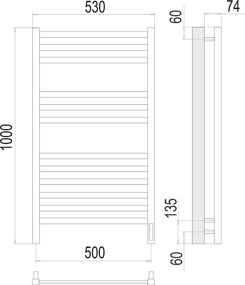 Полотенцесушитель электрический Terminus Ното П12 500х1000 купить в интернет-магазине сантехники Sanbest