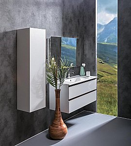 Тумба с раковиной Armadi Art Capolda 100 белое с ручкой орех для ванной в интернет-магазине Sanbest