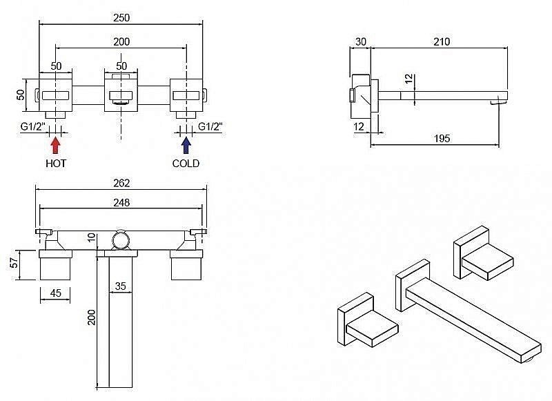 Смеситель для раковины Cezares Unika BLI3 золото купить в интернет-магазине сантехники Sanbest