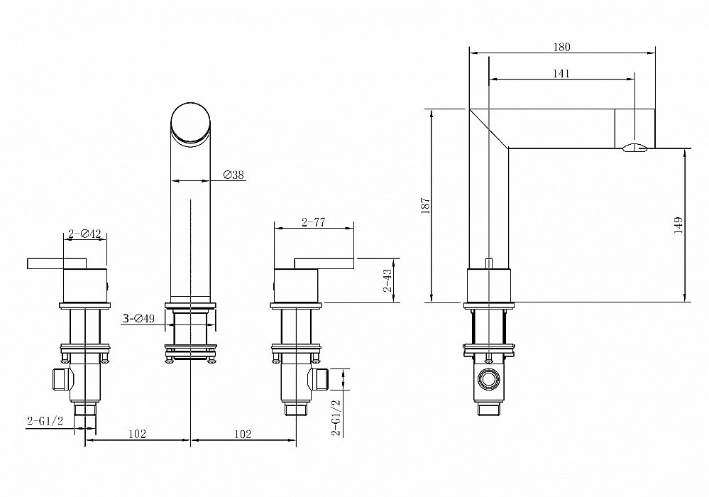 Смеситель для раковины Abber Perfekte 316 AF8A08BST сталь брашированная купить в интернет-магазине сантехники Sanbest