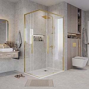 Душевой уголок Grossman Galaxy 300.K33.01.9070.32.00 90x70 стекло прозрачное/профиль золото сатин купить в интернет-магазине Sanbest