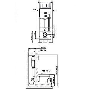 Унитаз подвесной Berges АТОМ Line 410  безободковый, с инсталляцией, белый/кнопка черная Soft Touch купить в интернет-магазине Sanbest