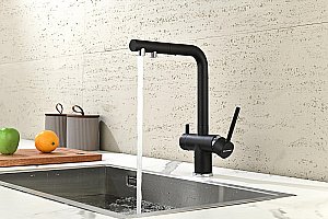 Смеситель для кухни Paulmark Serpentine Se213222-BLM черный купить в интернет-магазине сантехники Sanbest