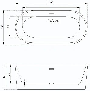 Ванна акриловая CeruttiSpa Skye 10515 170х75 черная матовая купить в интернет-магазине Sanbest