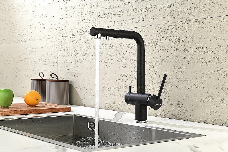 Смеситель для кухни Paulmark Serpentine Se213222-BLM черный купить в интернет-магазине сантехники Sanbest