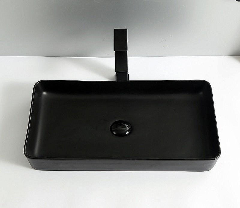 Раковина накладная Ceramalux NC 60,5 9396-1МВ черная матовая купить в интернет-магазине Sanbest