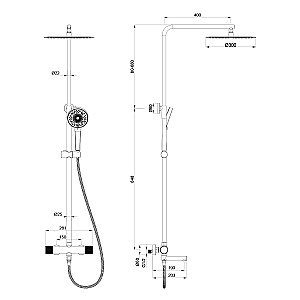 Душевая система Oliveeka Y OL-739902-BG золото матовое купить в интернет-магазине сантехники Sanbest