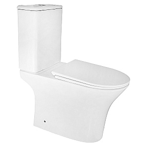 Унитаз напольный Azario Fretta Round AZ-7121A белый, безободковый, с бачком, с крышкой микролифт купить в интернет-магазине Sanbest