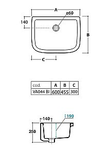 Раковина постирочная Globo Lavabi d'arredamento 60 VA044.BI*0 белая купить в интернет-магазине Sanbest