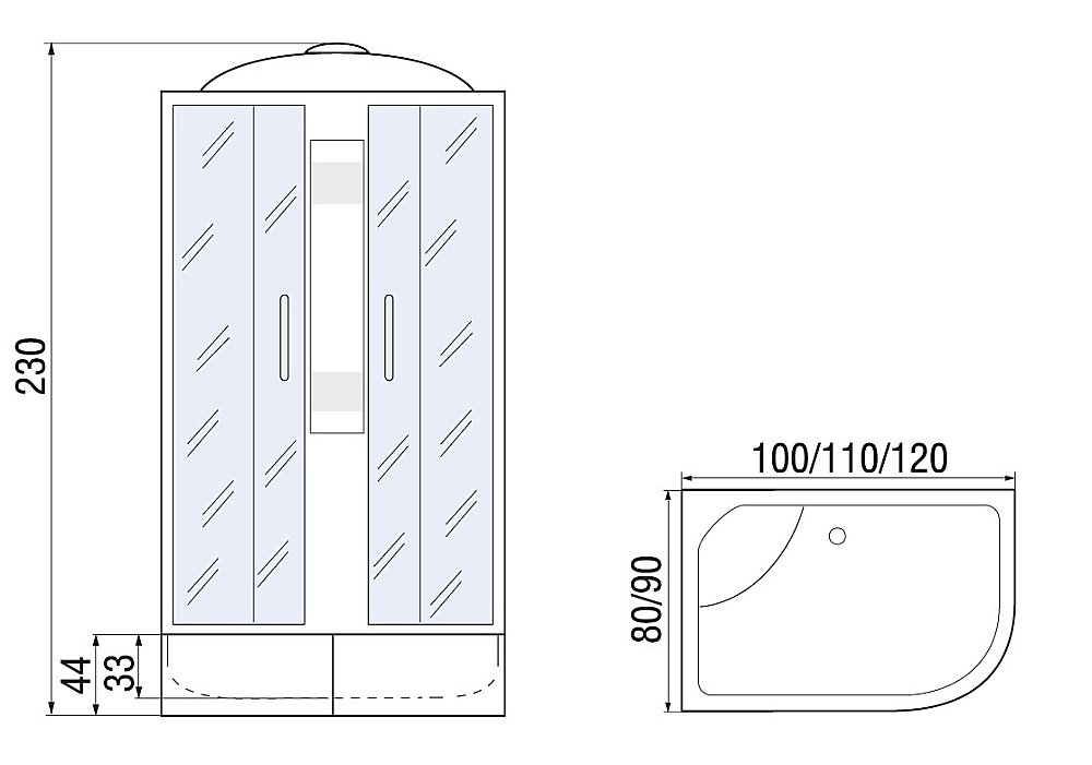 Душевая кабина River Nara XL 100/80/44 MT купить в интернет-магазине Sanbest