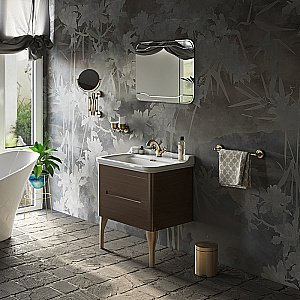 Тумба с раковиной Kerasan Waldorf 80 с 3 отверстиями, темный орех  для ванной в интернет-магазине Sanbest